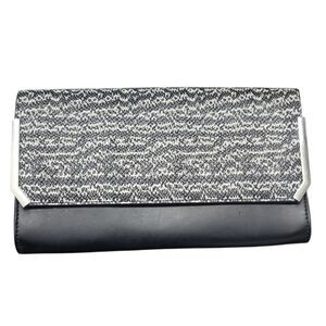 Vince Camuto "Mae" Gray Snakeskin & Black Leather Clutch